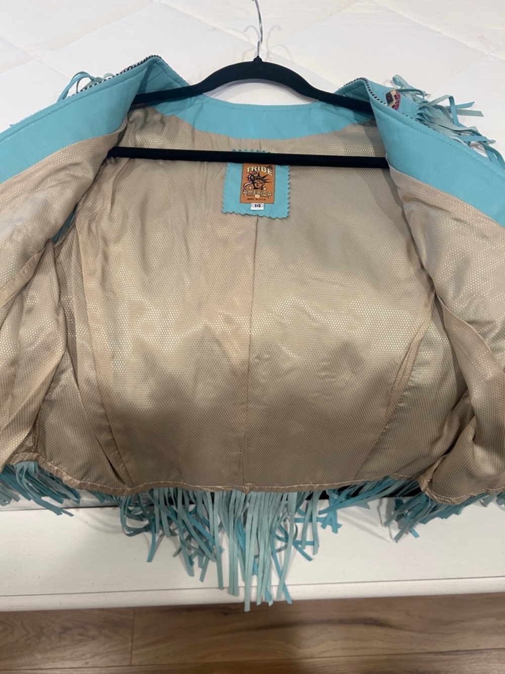 Turquoise Fringe Leather Vest by Tribe - Picture 5 of 7